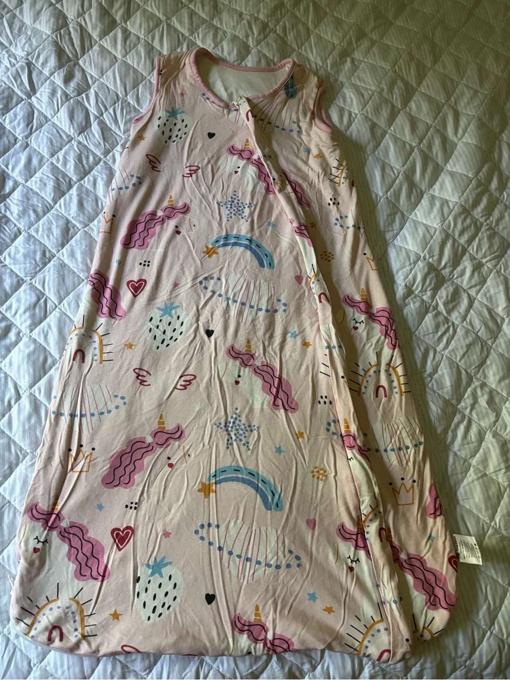 Girls Pink Unicorn & Rainbow Sleep Dress - Cozy Sleeveless Nightgown